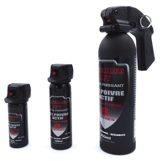 AEROSOL DE DEFENSE  GEL POIVRE A JET 50, 100 et 400 ml  