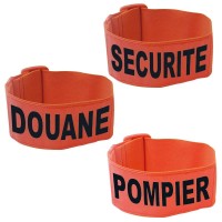 Brassard orange fluo pour Sécurité, Douane, pompier  