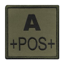 Patch groupe sanguin A+ brodé vert olive 