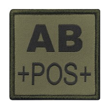 Patch groupe sanguin AB+ brodé vert olive 