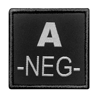 Patch groupe sanguin A- brodé noir 