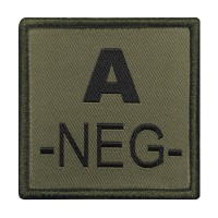 Patch groupe sanguin A- brodé vert olive 