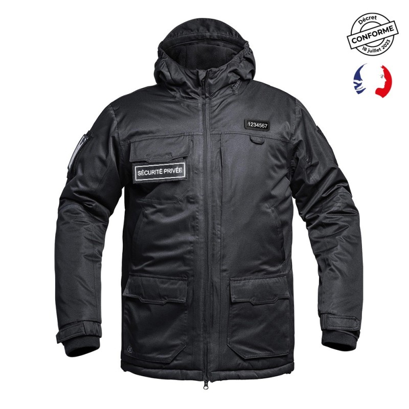 Parka Hardshell SÉCU-ONE WF 150 flap Sécurité Privée noir  Couleur:Noir